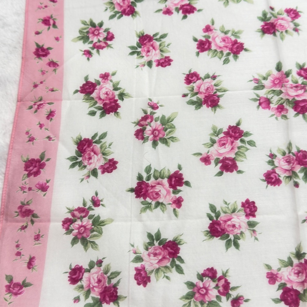 Kenzo Pink and Green Floral Scarf/Handkerchief Cotton 17.5/17.5 - Picture 3 of 9